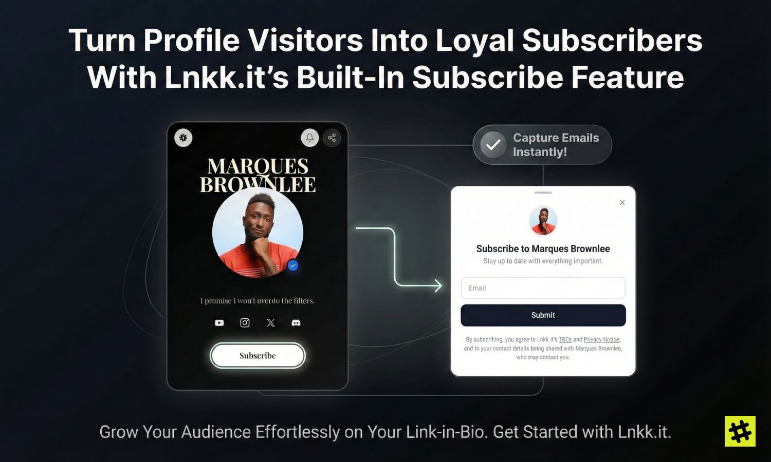 Turn Profile Visitors Into Loyal Subscribers With Lnkk.it's Built-In Subscribe Feature