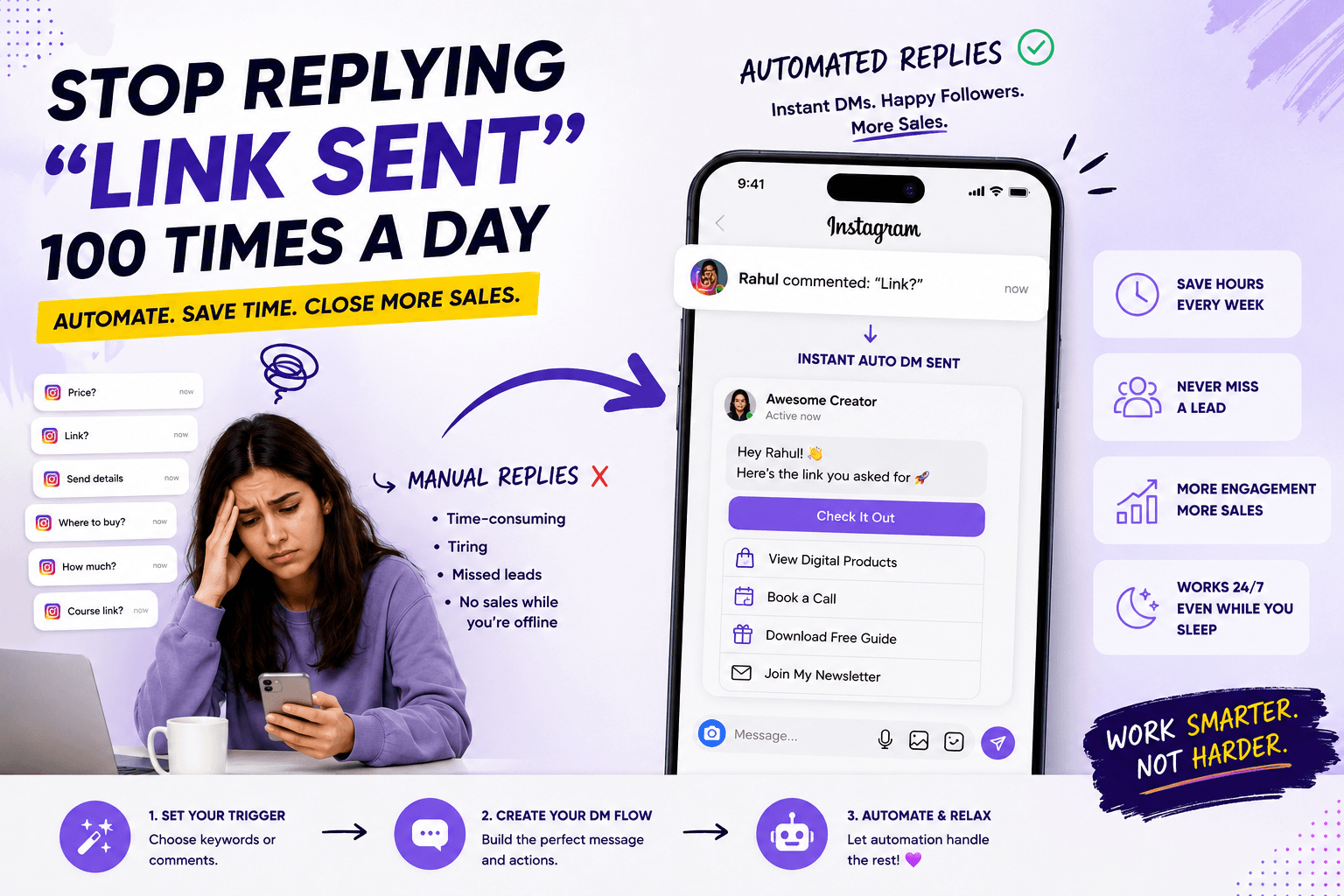 🤖 Stop Replying "Link Sent" 100 Times a Day